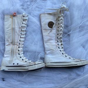 White below knee high converse.